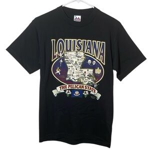 Vintage 90s Louisiana The Pelican State Black Shirt